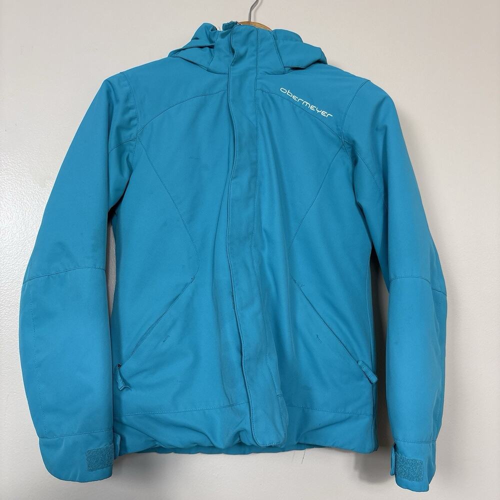 Obermeyer Girls/Teen Ski Sara Jacket Sz L Teal Hooded Winter Tactical Insulated